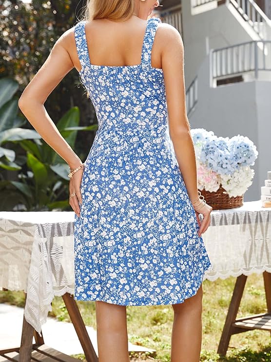 Summer Casual Square Neck Midi Dresses
