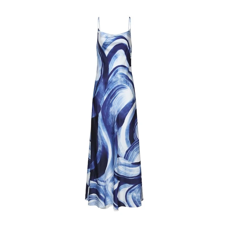 Blue And White Abstract Print Dress Blue And White Abstract Print Dress