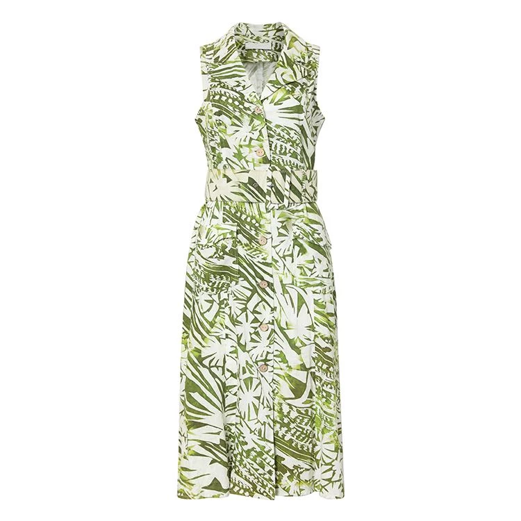 Green And White Summer Print Dress Green And White Summer Print Dress