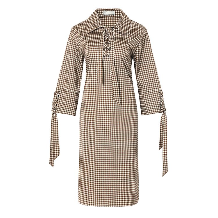 Long Sleeve Checkered Dress For Women Long Sleeve Checkered Dress For Women