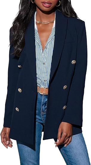 Long Sleeve Lapel Collar Work Office Blazer Long Sleeve Lapel Collar Work Office Blazer