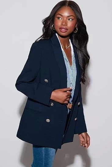 Long Sleeve Lapel Collar Work Office Blazer Long Sleeve Lapel Collar Work Office Blazer