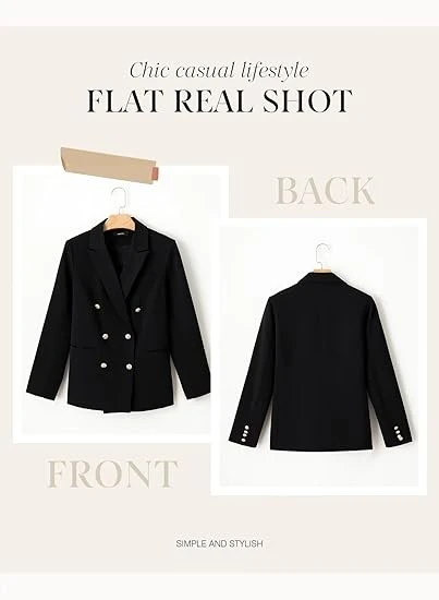 Long Sleeve Lapel Collar Work Office Blazer Long Sleeve Lapel Collar Work Office Blazer