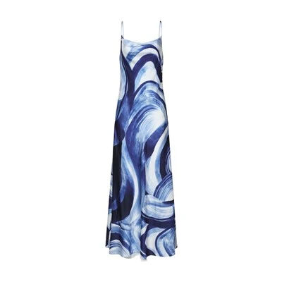Casual Blue And White Patterned Dress