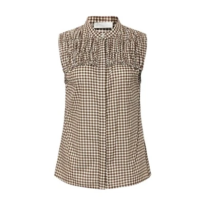 Checkered Sleeveless Blouse For Women