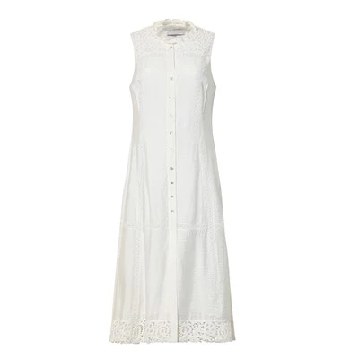 Classic White Sleeveless Lace Dress