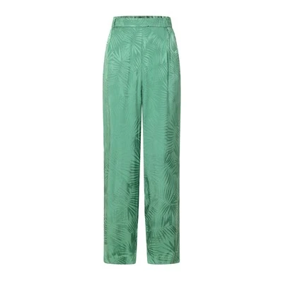 Straight-Leg Green Pants With Palm Design