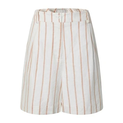 White Striped Shorts With Orange Color