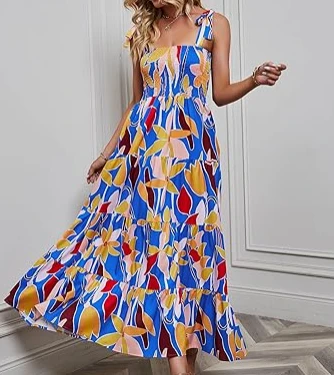 Square Neck Ruffle Casual Beach Dress Square Neck Ruffle Casual Beach Dress