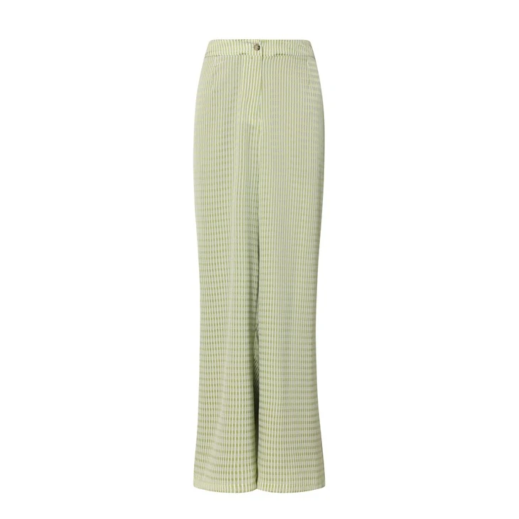 Unique Design High-Waisted Green Plaid Pants
