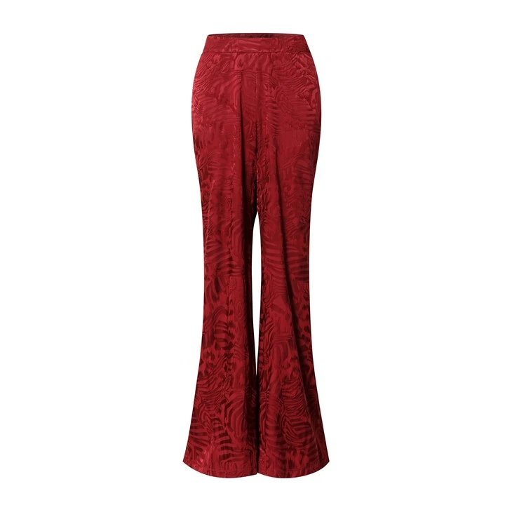 Women's Red Flared Pants With Pattern Women's Red Flared Pants With Pattern